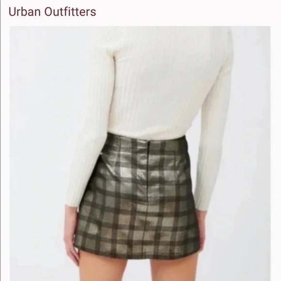 Urban Outfitters Gold metallic and Black Plaid Mini Skirt - Picture 2 of 7